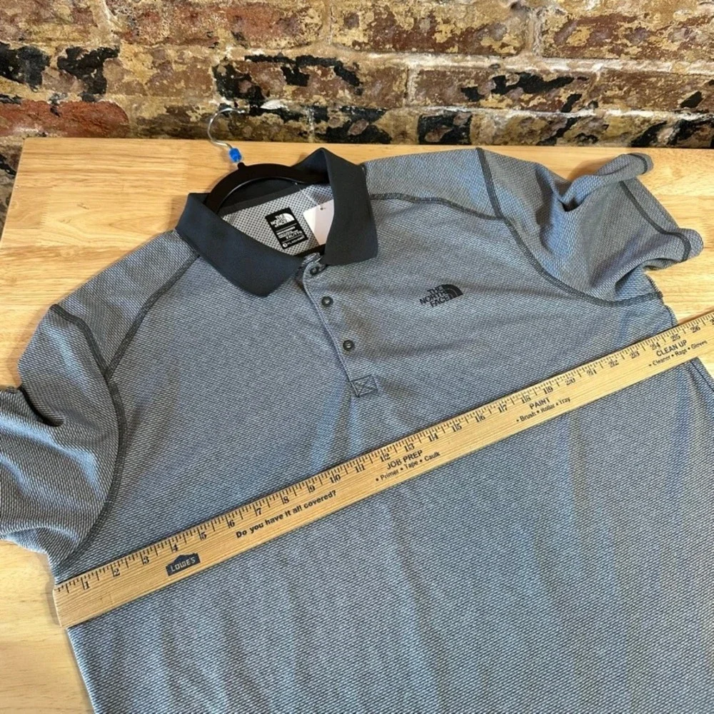 North Face Flashdry Gray Black Polo Shirt Golf Casual Short Sleeve Men 2XL